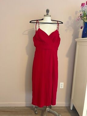 VIX Paula Hermanny Red Spaghetti-Strap Wrap Front Semi-Formal Wedding Attire M
